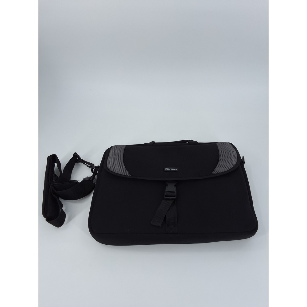 Targus‎ Black Neoprene Laptop Messenger Bag Shoulder Strap Grey Mesh Accents